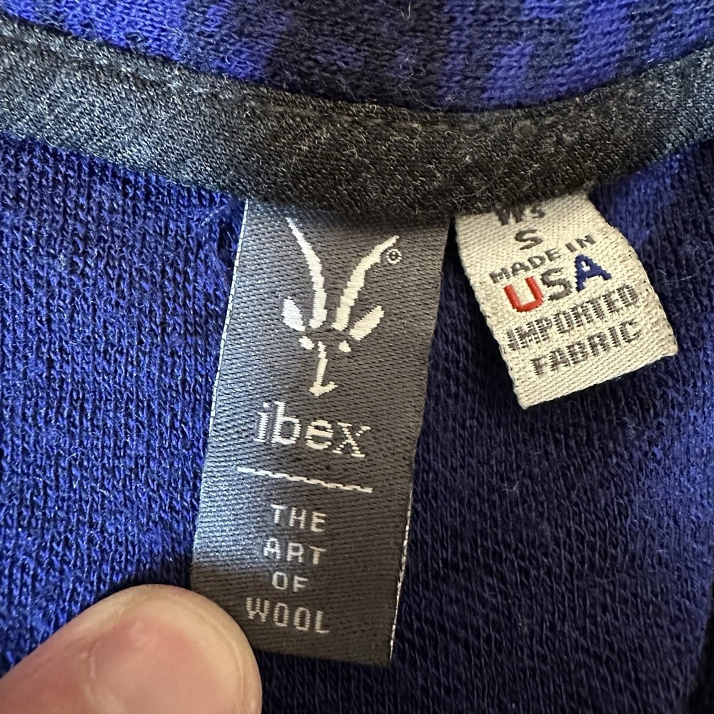 Ibex 100% Merino Wool Full Zip Up Mock Neck Sweater Size Small Print Purple READ - Picture 3 of 10
